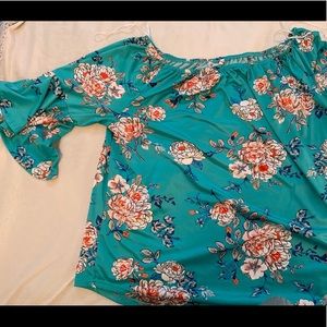 Blue floral off the shoulder top